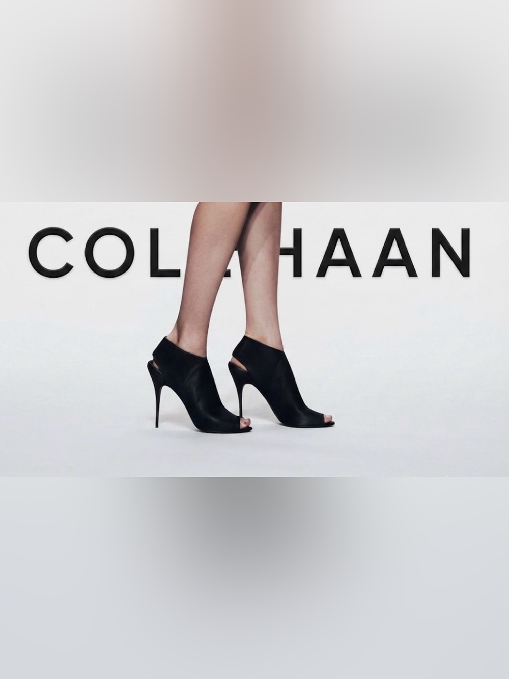 Authentic Cole Haan Nike Air soft black leather open toe designer heels sz 6